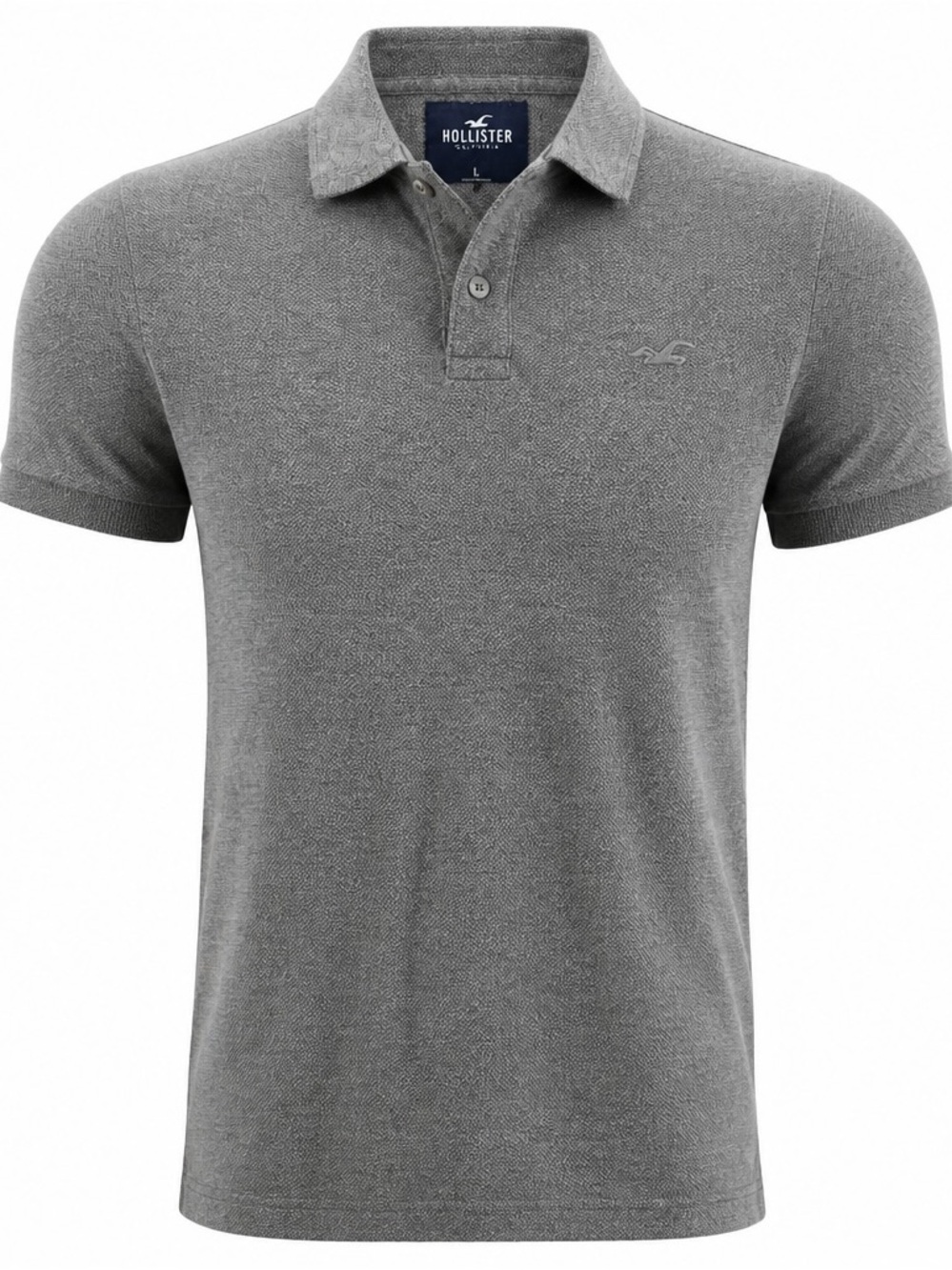 Hollister Men's Heather Gray Pique Polo